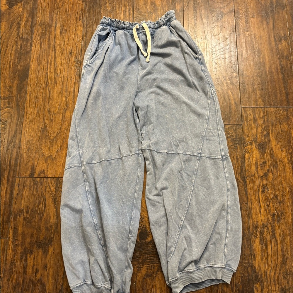 Aerie Light Blue Drawstring barrel pant